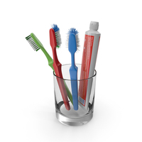 Toothbrushes In Glass With Toothpaste PNG & PSD Images