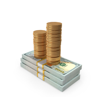 100 US Dollar Money Notes With Gold Coins PNG & PSD Images