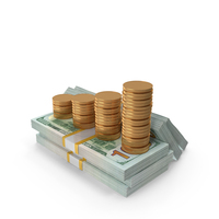 100 US Dollar Money Notes With Graph Coins Lots PNG & PSD Images