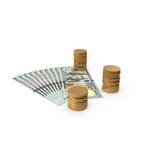 Currency 100 US Dollar Money Notes Spread With Coins PNG & PSD Images