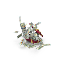 Gift Box Full Out Fly 100 US Dollar Money Notes PNG & PSD Images