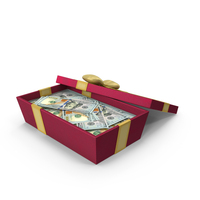 Gift Box Open With 100 US Dollar Money Notes PNG & PSD Images