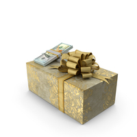 Gift Box With 100 US Dollar Money Notes Lots On Top PNG & PSD Images