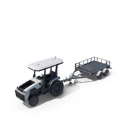 Autonomous Electric Tractor With Double Axle Trailer PNG & PSD Images