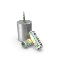Save 100 US Dollar Money Notes Currency Roll Box PNG & PSD Images