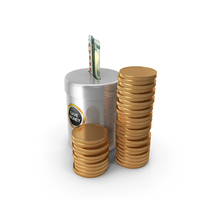 Save 100 US Dollar Money Notes Gold Coins Box PNG & PSD Images