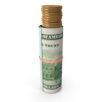 Single Rolled 100 US Dollar Money Notes Currency Gold Coins PNG & PSD Images