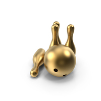 Gold Bowling Ball And Pins PNG & PSD Images