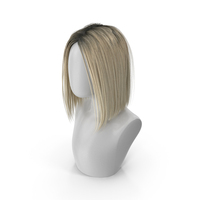 Wig Medium Straight Hair Blond PNG & PSD Images