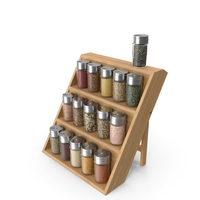 Wooden Spice Rack Wth Jars PNG & PSD Images
