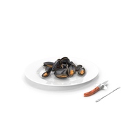 Boiled Mussels With Seafood Knife Fork PNG & PSD Images