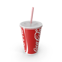 Coca-Cola Branded Paper Cup With Straw PNG & PSD Images