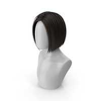 Female Bob Hairstyle Wig Dark PNG & PSD Images