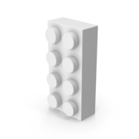 White Toy Brick 2x4 PNG & PSD Images