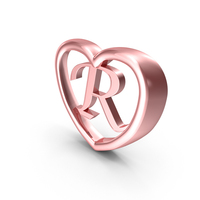 Rose Gold Heart With Letter R PNG & PSD Images