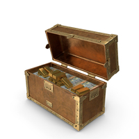 100 US Dollar Money Lots Gold Treasure Box PNG & PSD Images
