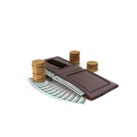 Brown Wallet Bill 100 US Dollar Money Coins PNG & PSD Images