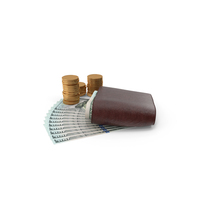 Closed Wallet 100 US Dollar Money Bill Coins PNG & PSD Images