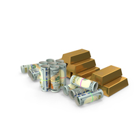 Gold Biscuits 100 US Dollar Money Bills PNG & PSD Images