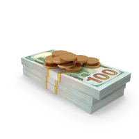 Gold Coins With 100 US Dollar Money Bill PNG & PSD Images
