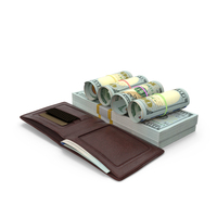 Leather Wallet Open Bill 100 US Dollar Money PNG & PSD Images