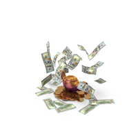 Magic Lamp 100 US Dollar Money Falling Coins PNG & PSD Images