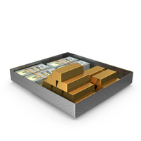 Tray With 100 US Dollar Money Gold Biscuits PNG & PSD Images