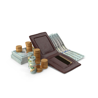 Wallet Open 100 US Dollar Money Mill Gold Coins PNG & PSD Images