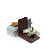 Wallet Open 100 US Dollar Money Rolls Gold Coins PNG & PSD Images