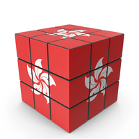 Hong Kong Solved Puzzle Cube Country Flag PNG & PSD Images