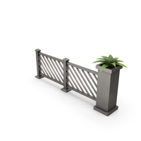 Stylized Fence With Bush PNG & PSD Images