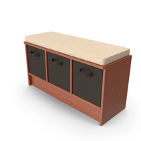 Bench With Cushioned Seat With Closed Storage Baskets PNG & PSD Images