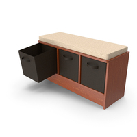 Bench With Cushioned Seat With First Storage Basket Open PNG & PSD Images