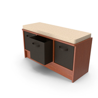 Bench With Cushioned Seat With Second Storage Basket Partially Open PNG & PSD Images