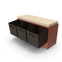 Bench With Cushioned Seat With Open Storage Baskets PNG & PSD Images