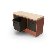 Bench With Cushioned Seat With Second Storage Basket Open PNG & PSD Images