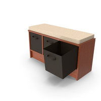 Bench With Cushioned Seat With Third Storage Basket Open PNG & PSD Images