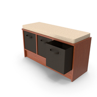 Bench With Cushioned Seat With Third Storage Basket Partially Open PNG & PSD Images