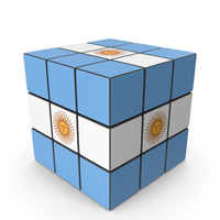 Argentina Solved Puzzle Cube Country Flag PNG & PSD Images