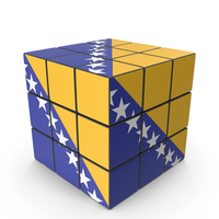 Bosnia and Herzegovina Solved Puzzle Cube Country Flag PNG & PSD Images