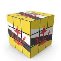 Brunei Solved Puzzle Cube Country Flag PNG & PSD Images