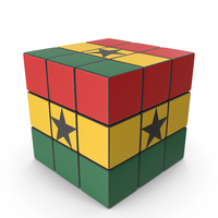 Ghana Solved Puzzle Cube Country Flag PNG & PSD Images