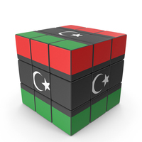 Libya Solved Puzzle Cube Country Flag PNG & PSD Images
