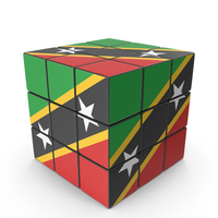Saint Kitts and Nevis Solved Puzzle Cube Country Flag PNG & PSD Images