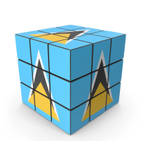 Saint Lucia Solved Puzzle Cube Country Flag PNG & PSD Images