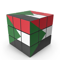 Sudan Solved Puzzle Cube Country Flag PNG & PSD Images