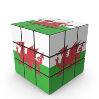 Wales Solved Puzzle Cube Country Flag PNG & PSD Images