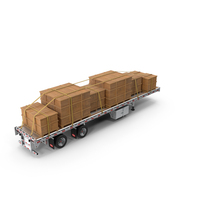 Flatbed Trailer With Wood Box Load PNG & PSD Images