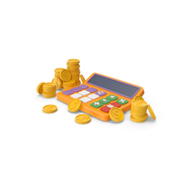 Calculator And Coins Cartoon Corrected PNG & PSD Images