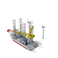 Voltaire Jack Up Installation Vessel With Wind Turbine PNG & PSD Images